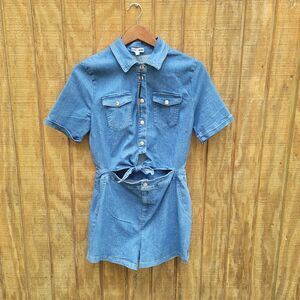 Fashion Nova NWT Demi Denim Romper Womens Size L